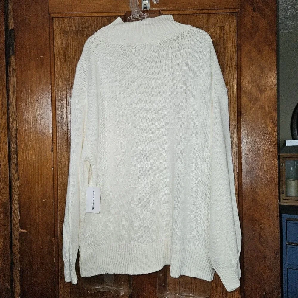 Amazon Essentials Women's 3XL Eggshell White Crewneck‎ Sweater Soft Plus Size